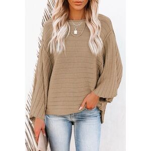 Tan Exposed Seam Dolman Top